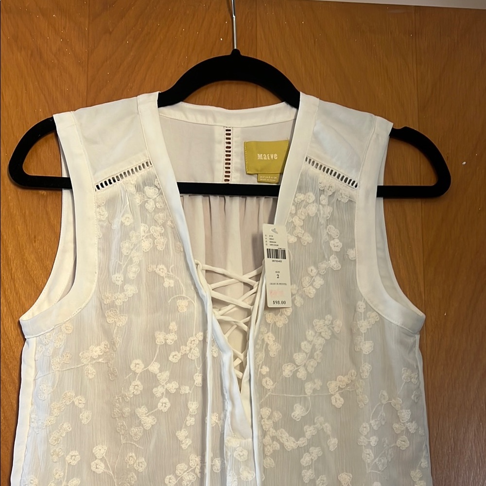 Maeve by Anthropologie Embroidered Lace-Up Tank - Picture 5 of 8